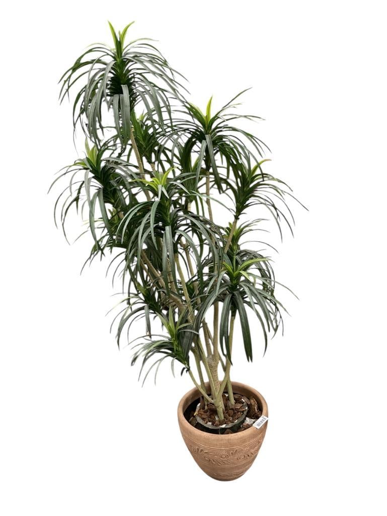 HOME DECOR ARTIFICIAL PONYTAIL PALM TREE WITH CLAY POT BASE: 58" H
