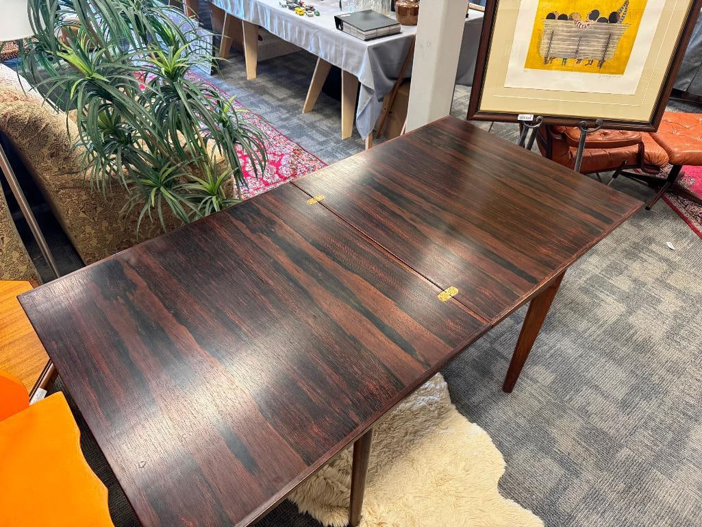VINTAGE MID-CENTURY DANISH ROSEWOOD SWIVEL TOP GAMING TABLE - 11
