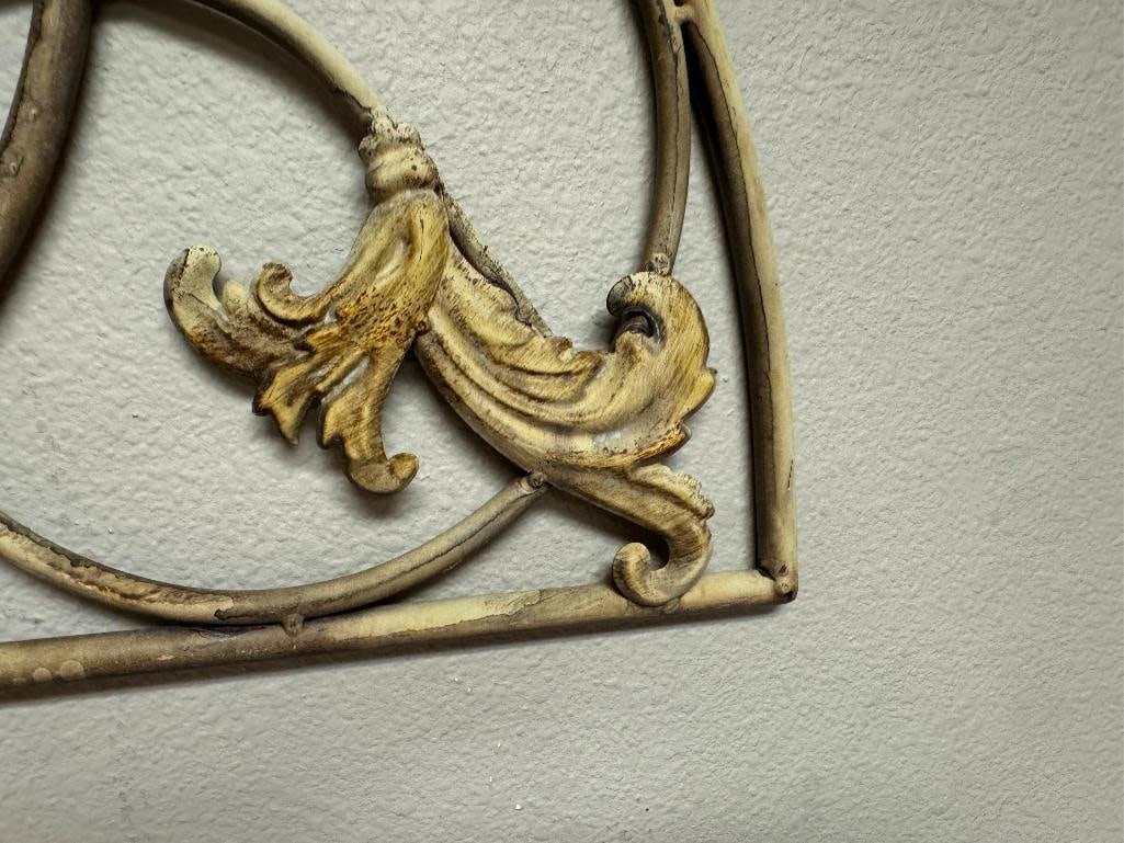 VINTAGE WROUGHT METAL DESIGN RUSTIC SCROLL AND FLORAL ARCHITECTURAL ARCHED TRANSOM - 6