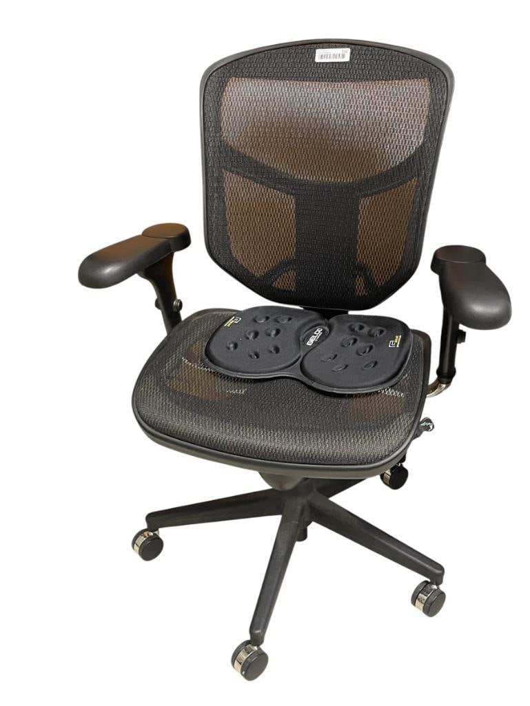 OFFICE DEPOT EXECUTIVE MESH TASK OFFICE CHAIR WITH GELCO PADDED SEAT INSERT: GOOD CONDITION ADJUSTABLE SEAT HEIGHT, 20" X 20" X 40" SEAT BACK HEIGHT