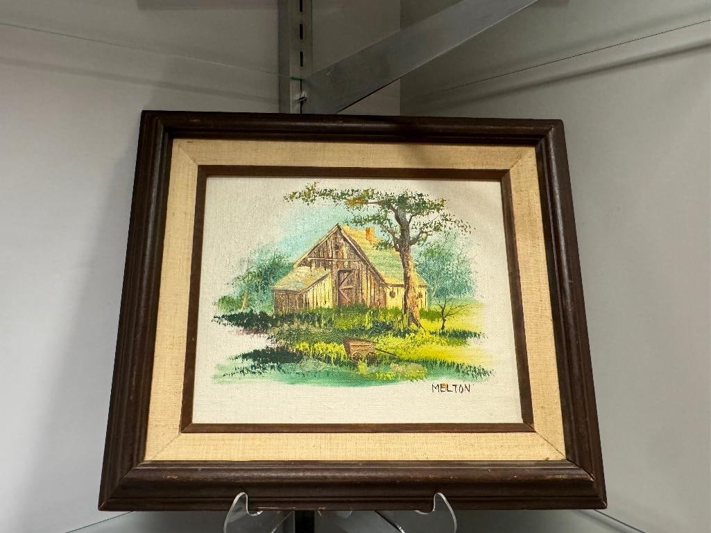 ORIGINAL OIL ON CANVAS PAINTING OF NEVADA LANDSCAPE WITH BARN SIGNED BY MARILYN ROYLE MELTON - 3