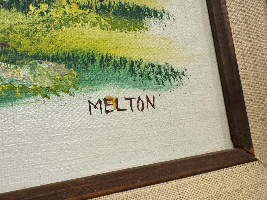 ORIGINAL OIL ON CANVAS PAINTING OF NEVADA LANDSCAPE WITH BARN SIGNED BY MARILYN ROYLE MELTON - 4