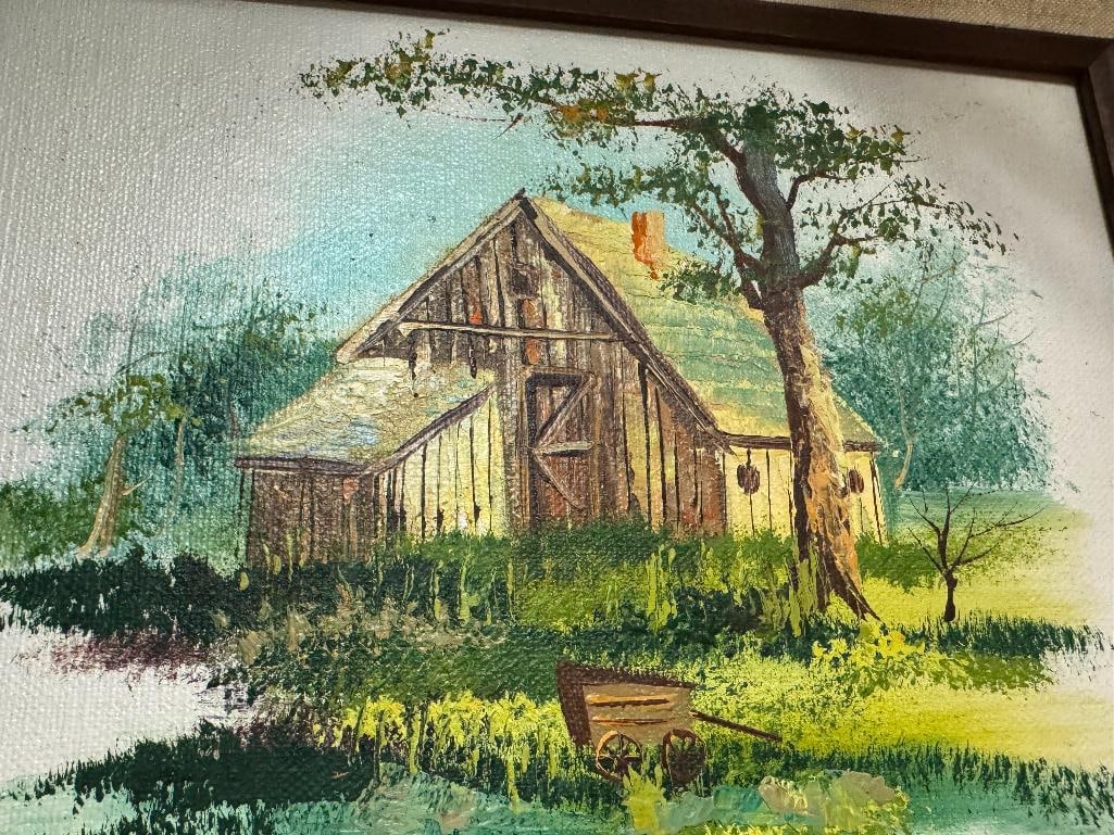 ORIGINAL OIL ON CANVAS PAINTING OF NEVADA LANDSCAPE WITH BARN SIGNED BY MARILYN ROYLE MELTON - 5