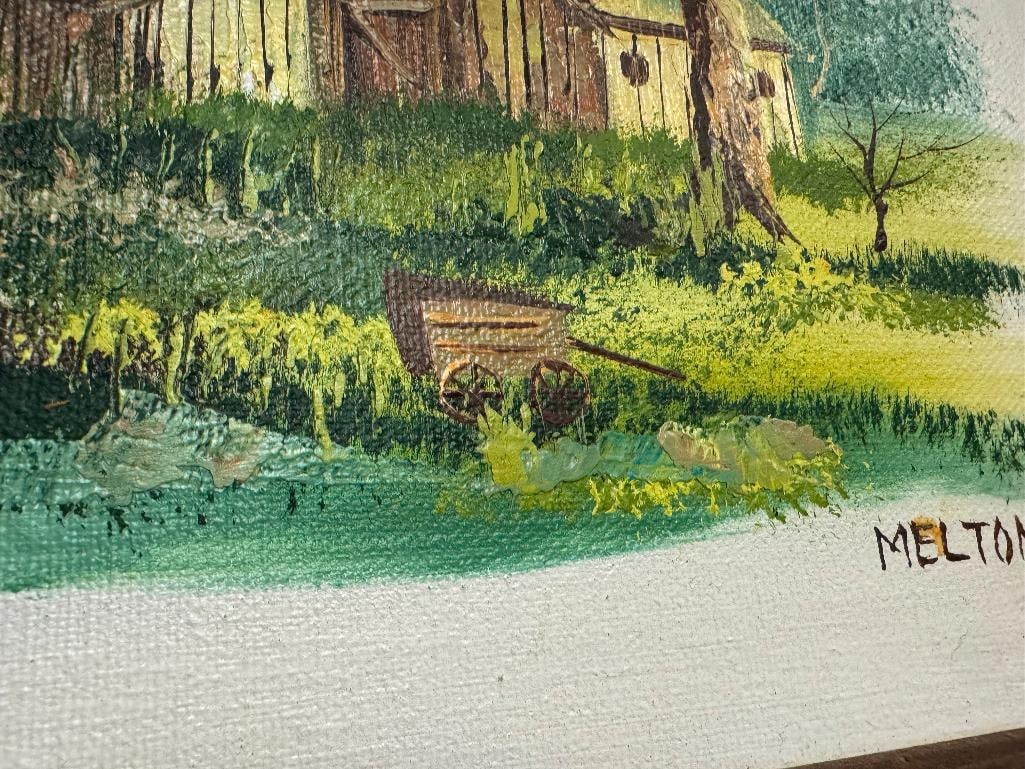 ORIGINAL OIL ON CANVAS PAINTING OF NEVADA LANDSCAPE WITH BARN SIGNED BY MARILYN ROYLE MELTON - 6