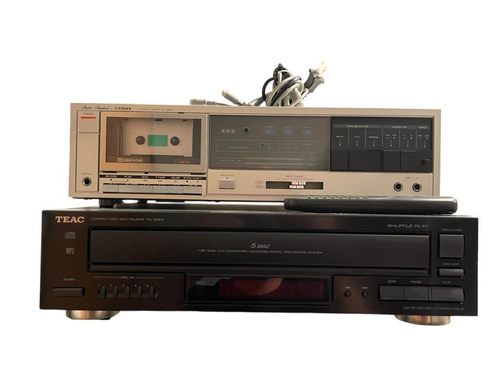 TEAC COMPACT DISC MULTI PLAYER PD-D2610 AND STUDIO STANDARD BY FISHER STEREO CASSETTE DECK (1 of 10)