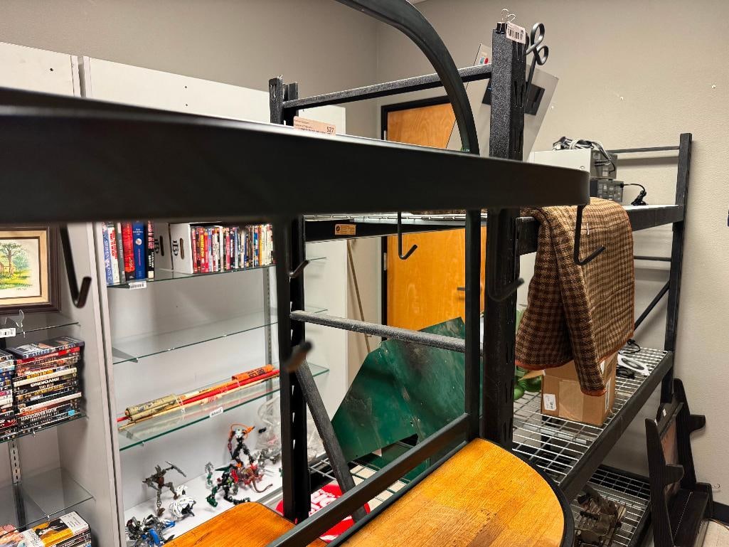 MODERN WOOD AND METAL FRAME KITCHEN BAKER'S RACK WITH 12 BOTTLE WINE RACK, WOOD INSERTS, AND MORE - 4