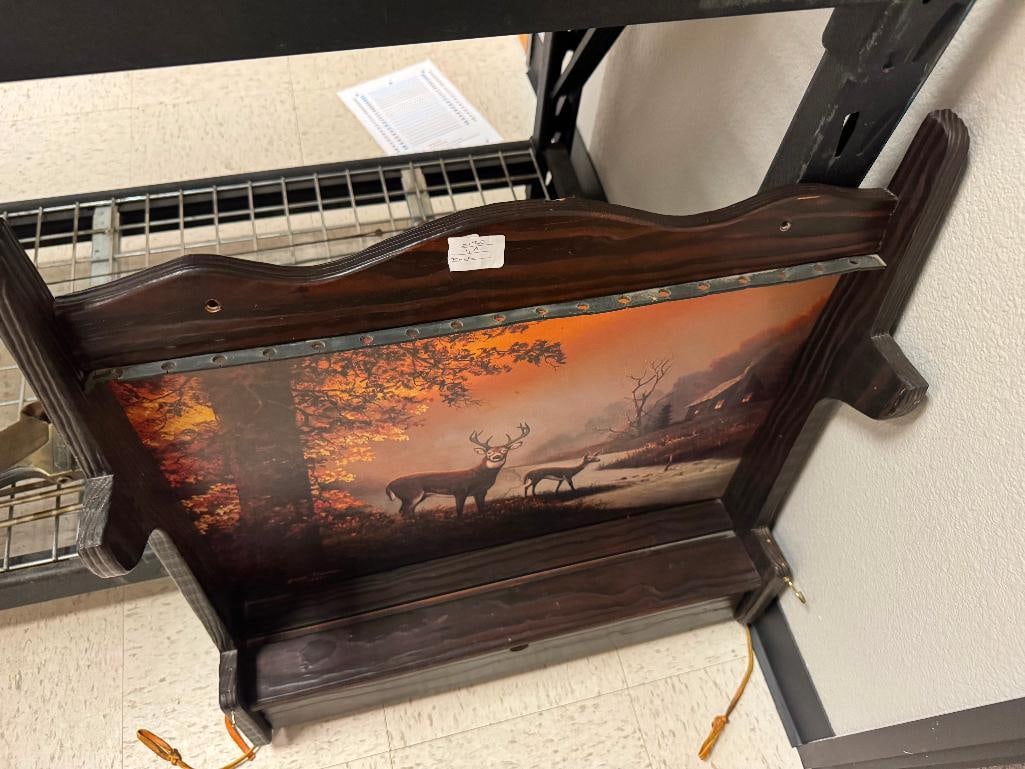 JESSE BARNES HUNTING THEMED BUCK PRINT SET IN WOOD FRAMED BOW RACK - 5