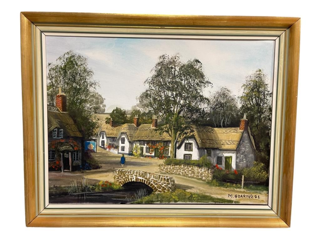 MALCOM GEARING BRITISH ARTIST ORIGINAL OIL ON CANVAS LANDSCAPE PAINTING OF ENGLISH COTSWOLDS (1 of 9)