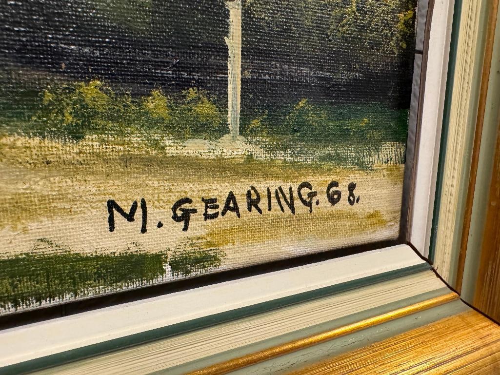 MALCOM GEARING BRITISH ARTIST ORIGINAL OIL ON CANVAS LANDSCAPE PAINTING OF ENGLISH COTSWOLDS - 3