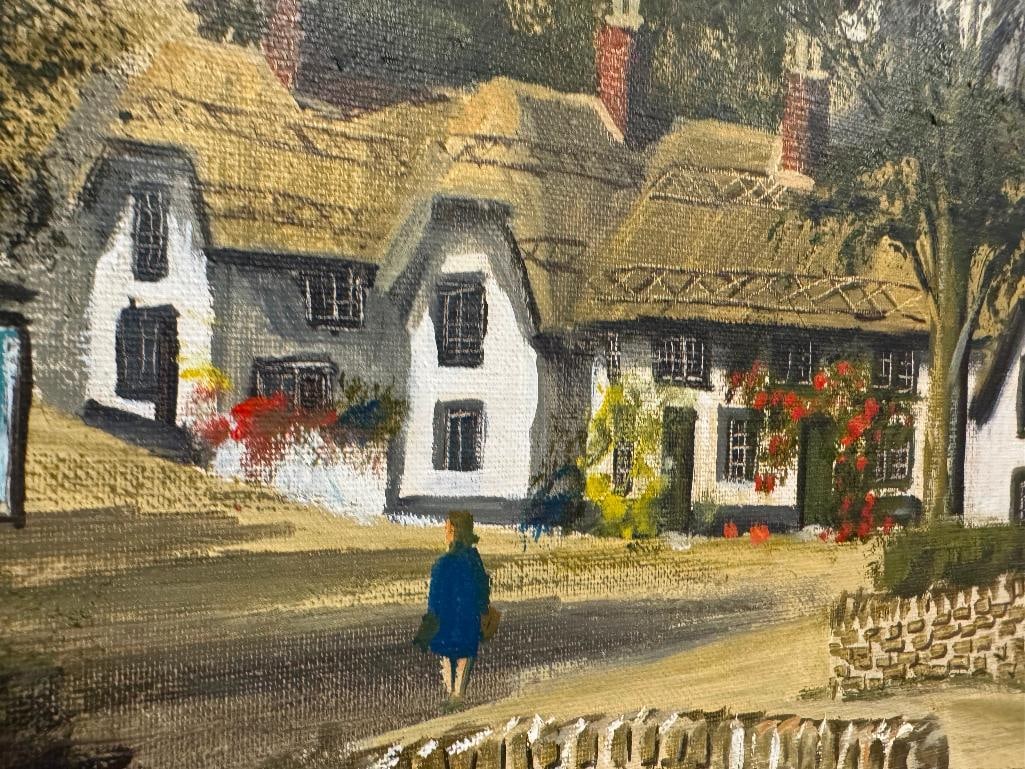 MALCOM GEARING BRITISH ARTIST ORIGINAL OIL ON CANVAS LANDSCAPE PAINTING OF ENGLISH COTSWOLDS - 5