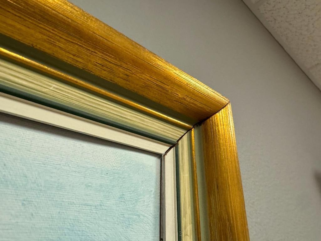 MALCOM GEARING BRITISH ARTIST ORIGINAL OIL ON CANVAS LANDSCAPE PAINTING OF ENGLISH COTSWOLDS - 7