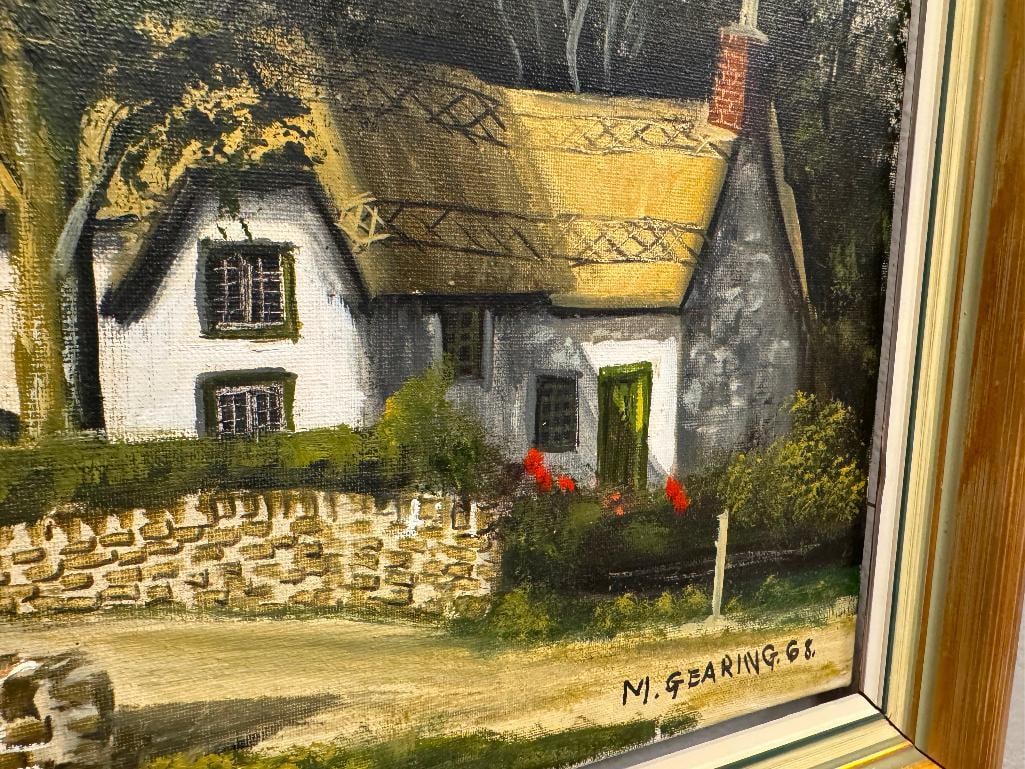 MALCOM GEARING BRITISH ARTIST ORIGINAL OIL ON CANVAS LANDSCAPE PAINTING OF ENGLISH COTSWOLDS - 8