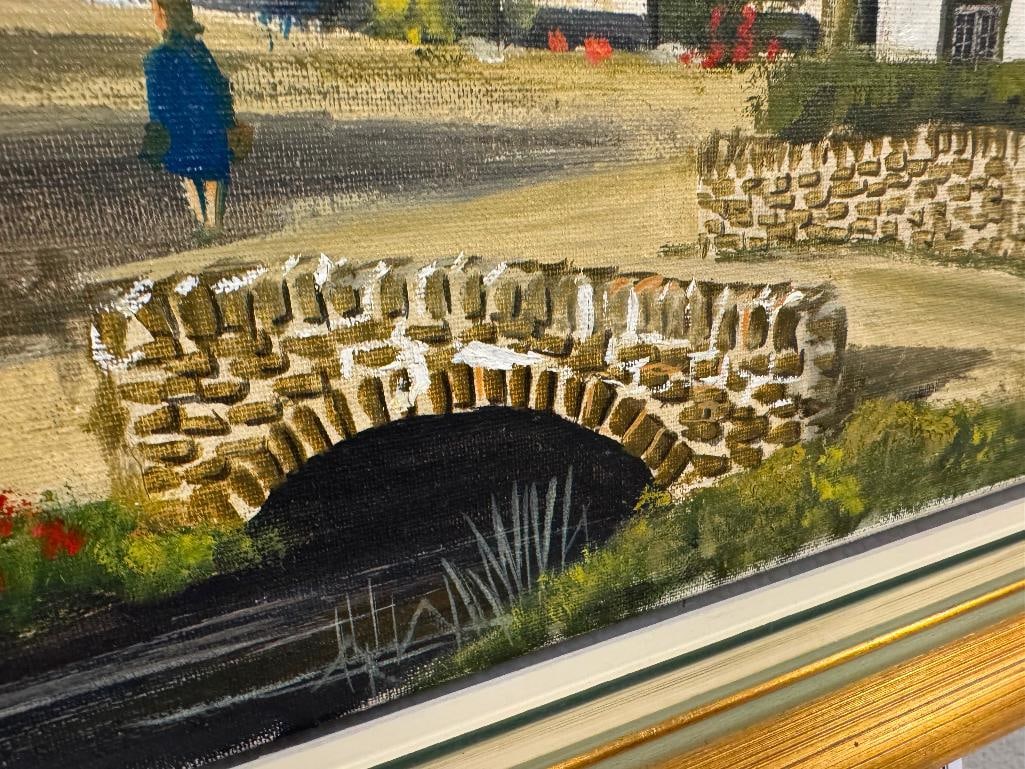 MALCOM GEARING BRITISH ARTIST ORIGINAL OIL ON CANVAS LANDSCAPE PAINTING OF ENGLISH COTSWOLDS - 9