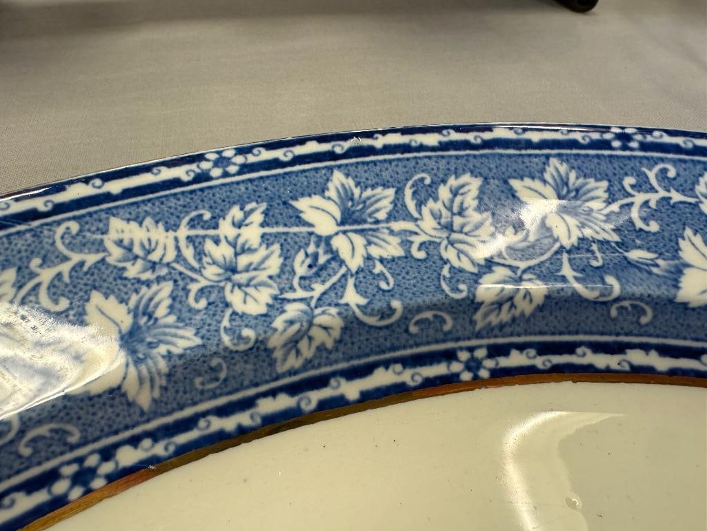 CETEM WARE MALTESE EDWARDIAN ERA BLUE AND WHITE LARGE SEERVING PLATTER - 3