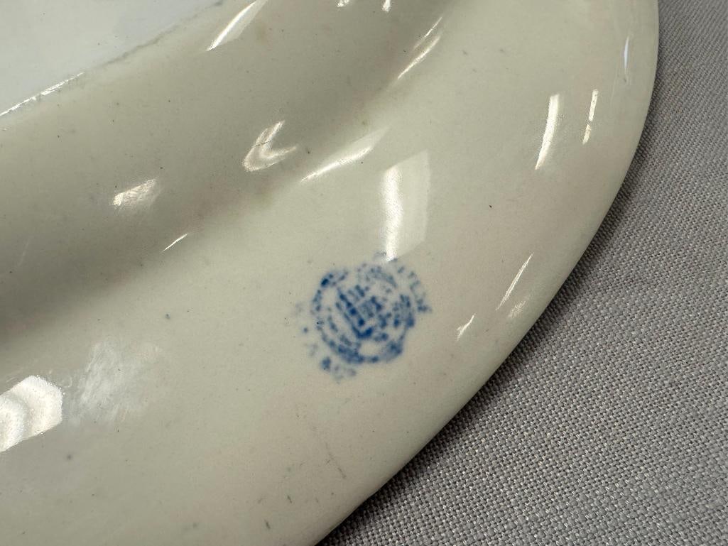 CETEM WARE MALTESE EDWARDIAN ERA BLUE AND WHITE LARGE SEERVING PLATTER - 8