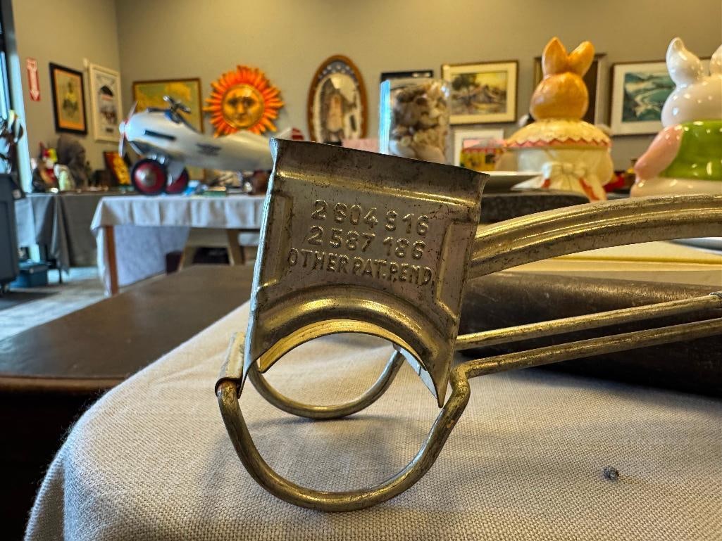 FOUR VINTAGE KITCHEN GADGETS MOULI GRATER, ICE CRUSHER, SMALL ROLLING PIN, AND WOOD MIXING STICK - 6