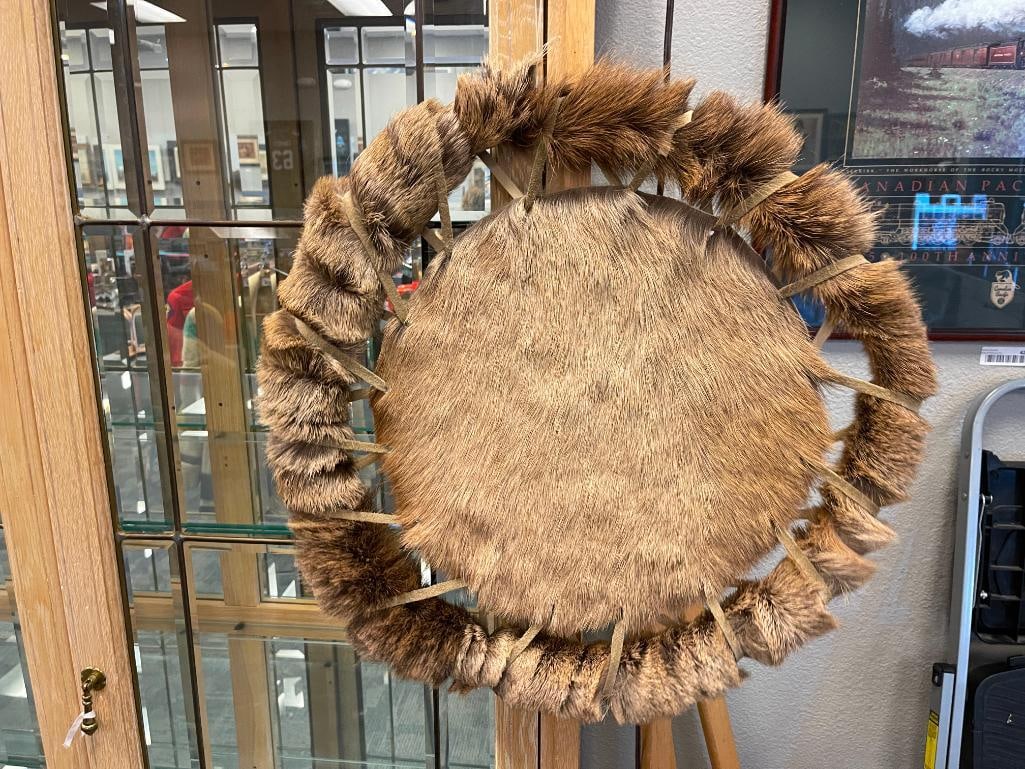 ORIGINAL OIL PAINTING ON DEER HIDE BY NAVAJO ARTIST JIMMY YELLOWHAIR OF WHITE ALBINO BUFFALO - 7