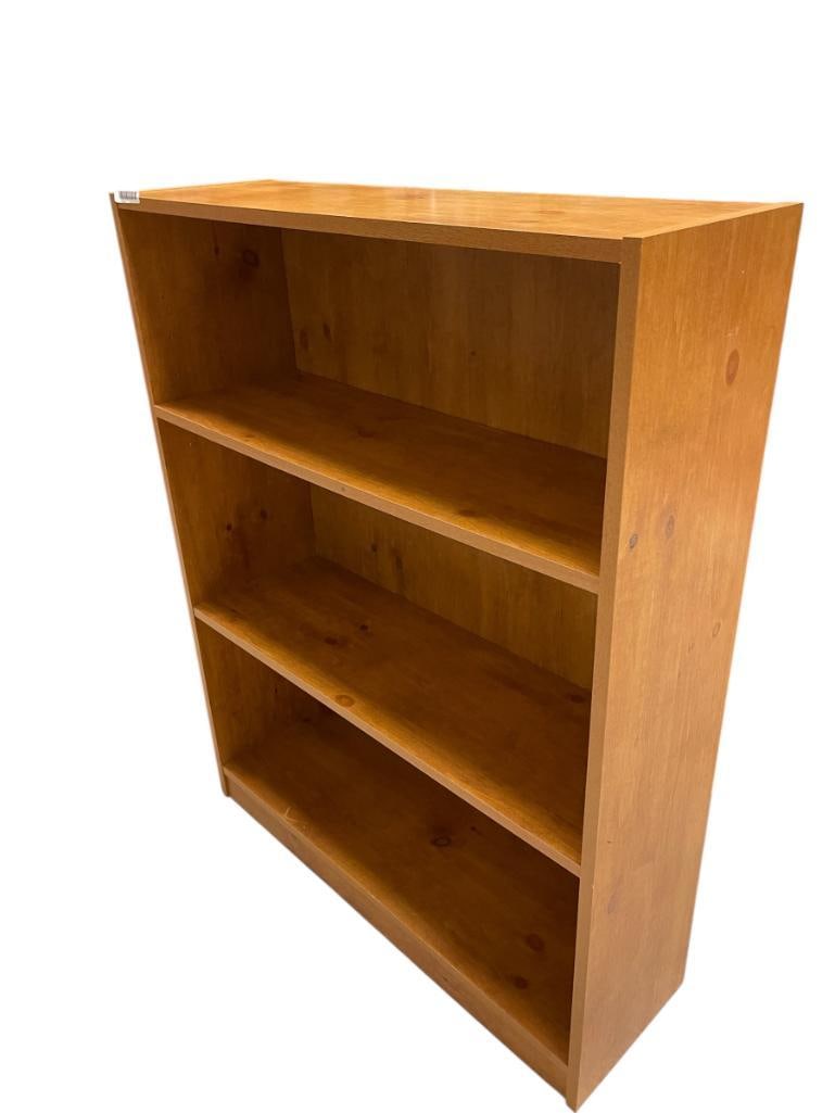 PINE PATTERN PRESSED WOOD THREE SHELF BOOKSHELF (1 of 13)