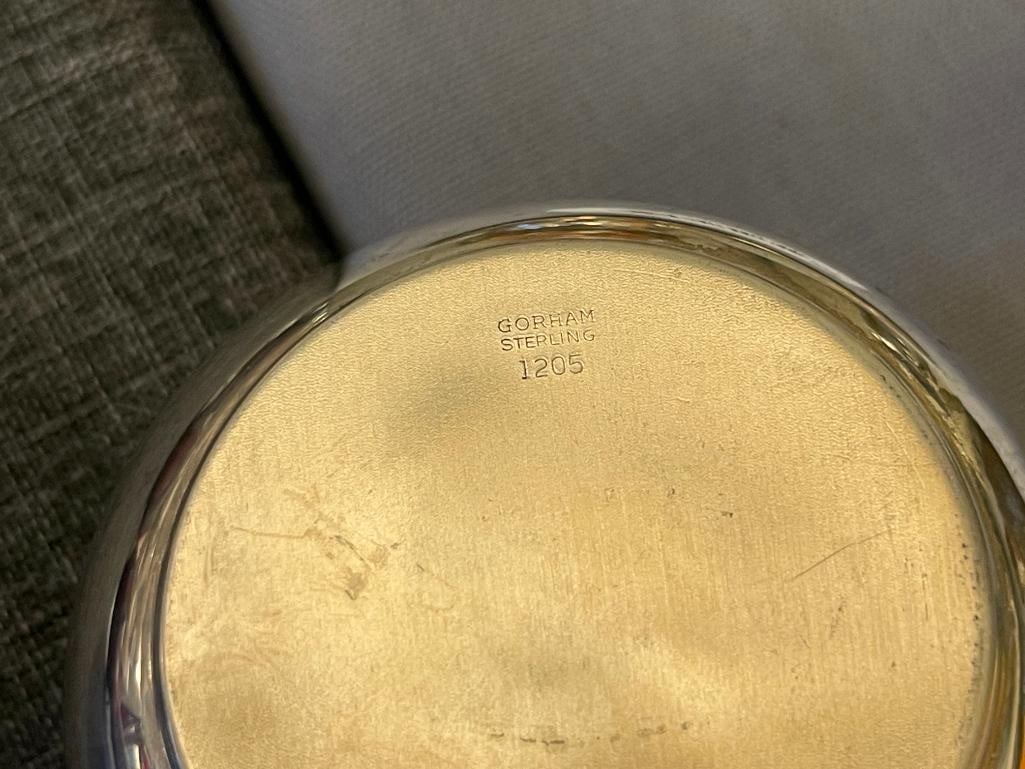 GORHAM STERLING SILVER HOLLOWARE ROPE EDGE CREAMER, OPEN SUGAR BOWL, AND TRAY DESIGN 1204 - 5