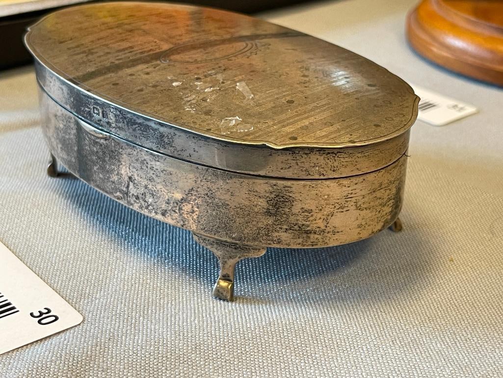 EARLY 20TH CENTURY ENGLISH STERLING SILVER FOOTED JEWELRY CASKET TOTAL WEIGHT 146 GRAMS - 3