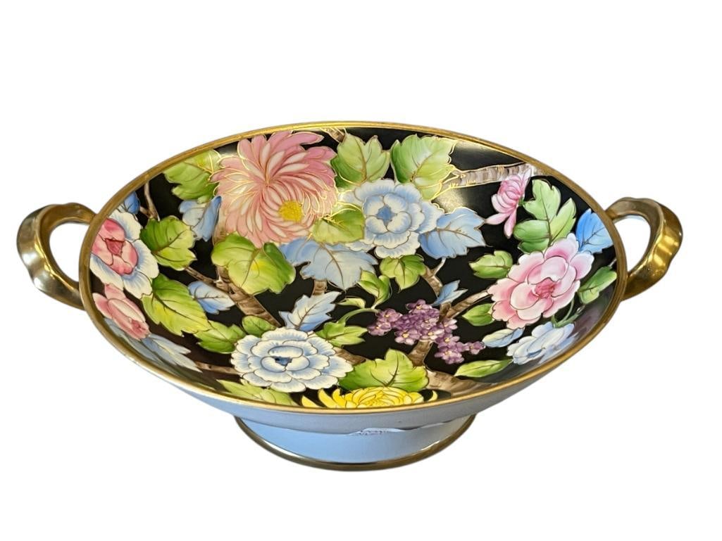 20TH CENTURY HAND PAINTED NIPPON PORCELAIN FOOTED BOWL (1 of 6)