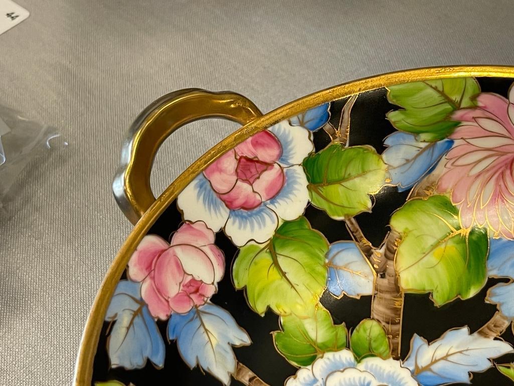 20TH CENTURY HAND PAINTED NIPPON PORCELAIN FOOTED BOWL - 3