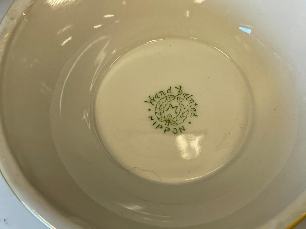 20TH CENTURY HAND PAINTED NIPPON PORCELAIN FOOTED BOWL - 6