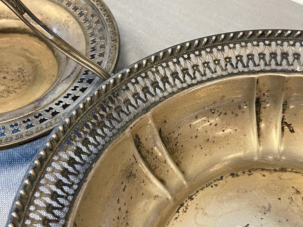 EARLY 20TH CENTURY STERLING SILVER HOLLOWARE BOWL, BASKET, SHOT GLASS, BABY CUP 268 GRAMS - 4