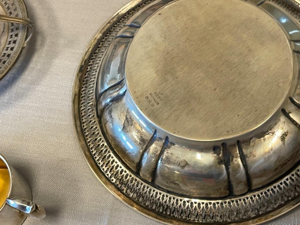 EARLY 20TH CENTURY STERLING SILVER HOLLOWARE BOWL, BASKET, SHOT GLASS, BABY CUP 268 GRAMS - 5