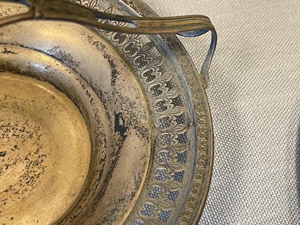 EARLY 20TH CENTURY STERLING SILVER HOLLOWARE BOWL, BASKET, SHOT GLASS, BABY CUP 268 GRAMS - 9