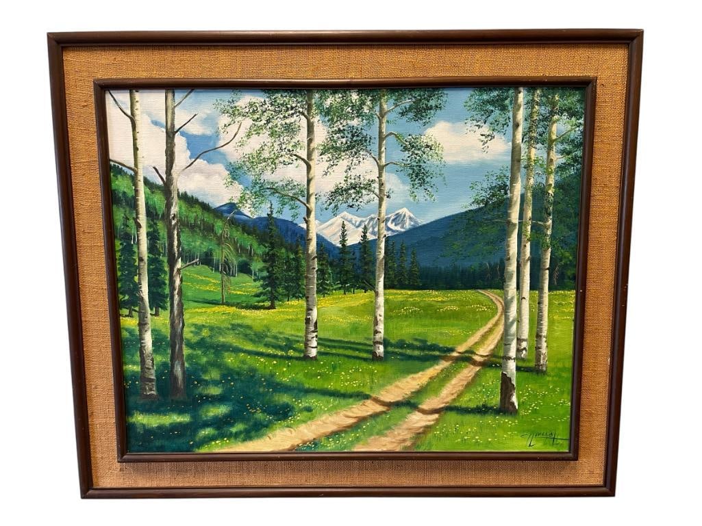 BEAUTIFUL ORIGINAL OIL PAINTING ON CANVAS LANDSCAPE POSSIBLY SIERRA MOUNTAINS SIGNED (1 of 8)