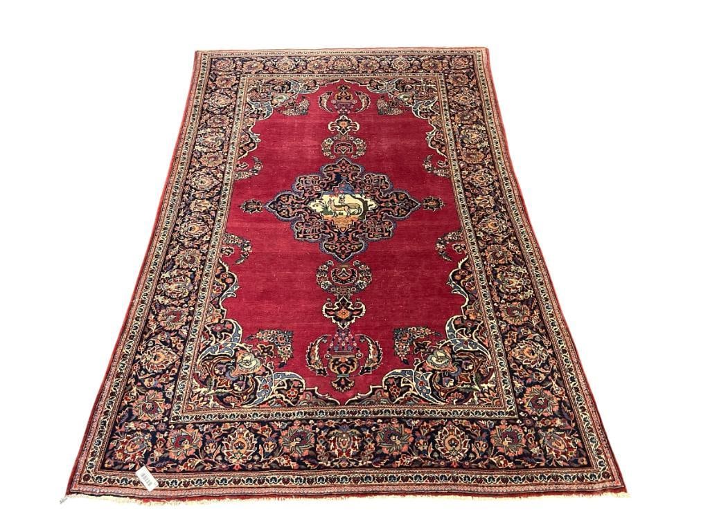 ANTIQUE HAND KNOTTED PERSIAN KASHAN LOW WOOL PILE AREA RUG TRADITIONAL FLORAL DESIGN (1 of 6)