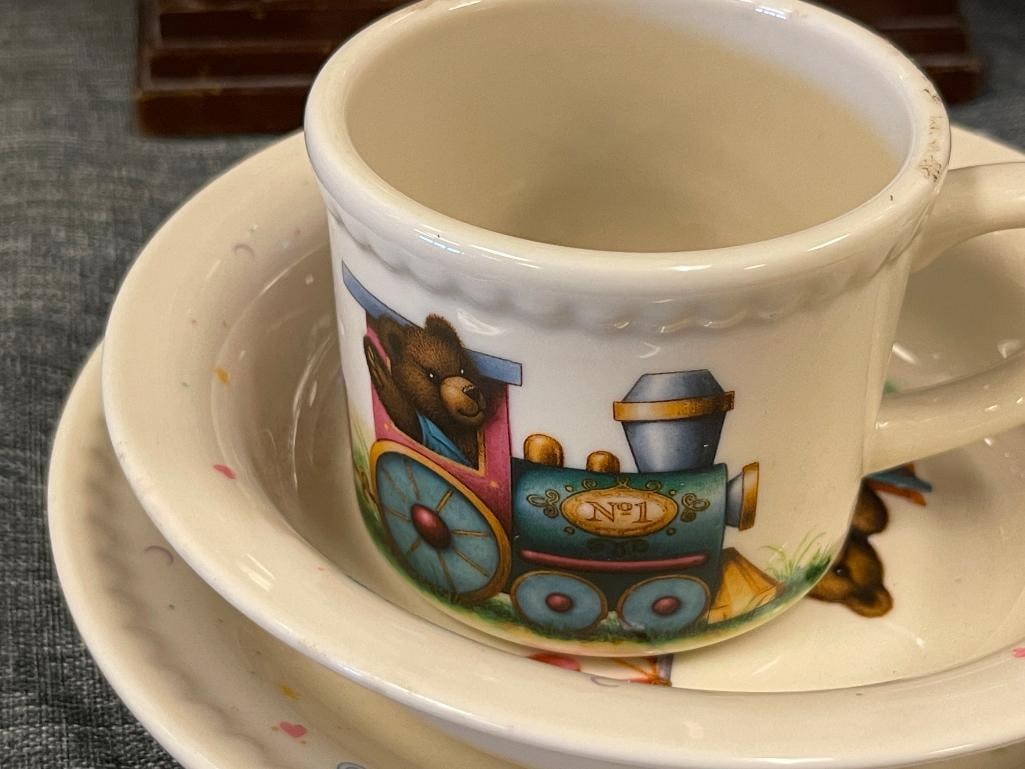 LENOX CHINA BEARS HEIRLOOM CHINA BABY PLATE, BOWL, AND CUP - 2