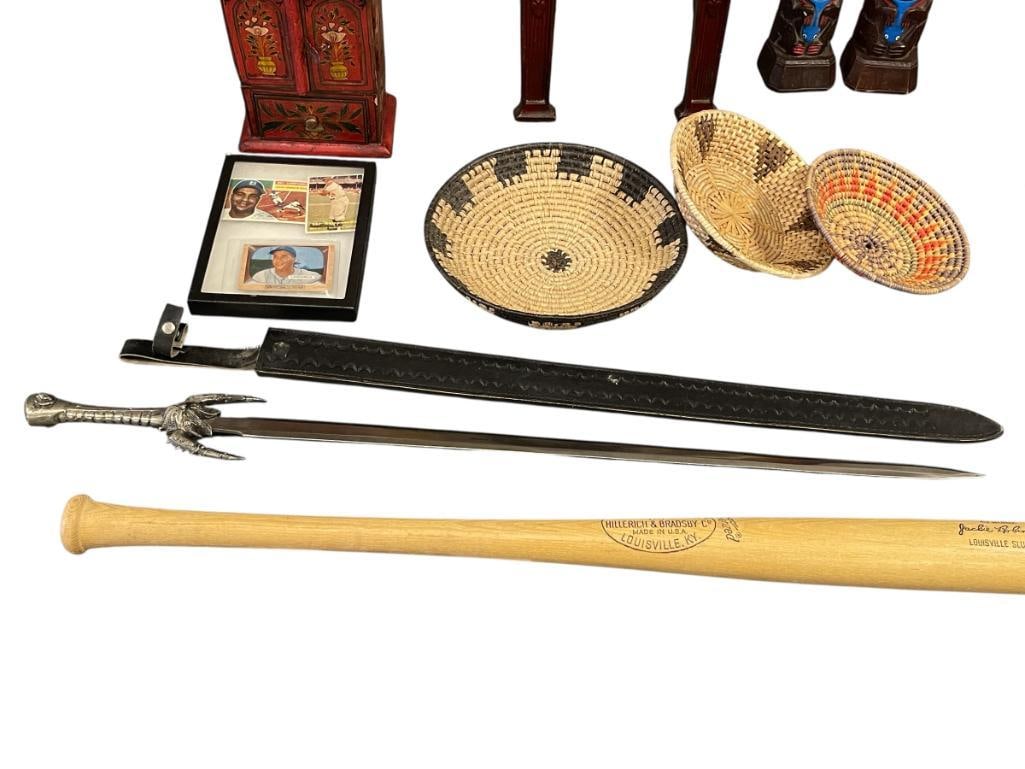 MEDEIVEL STYLE PAKISTAN MADE DEVIL MAY CRY DESIGN SWORD WITH LEATHER SHEATH: 29" BLADE, 35 1/2" TOTAL LENGTH 