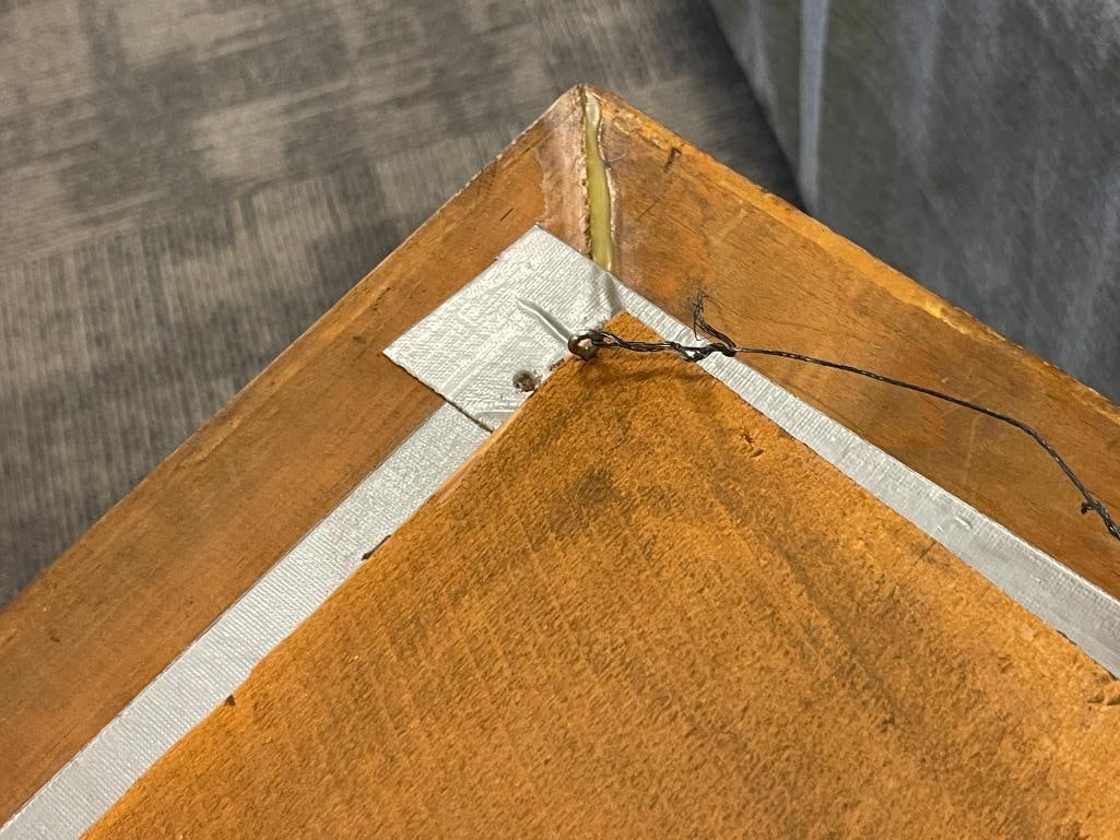 ANTIQUE GILT WOOD FRAMED FOLIATE DESIGN SHADOWBOX FRAME FEATURING ANTIQUE PORCELAIN DOLLS - 9