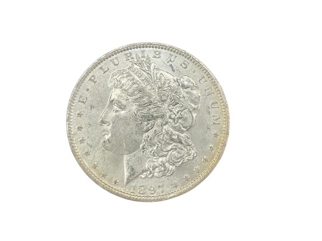 1897 U.S. MORGAN SILVER DOLLAR BU (1 of 7)
