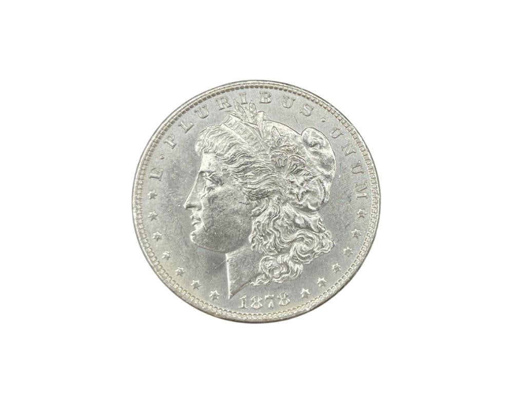 1878 U.S. MORGAN SILVER DOLLAR BU 7/8 TAILFEATHER (1 of 6)