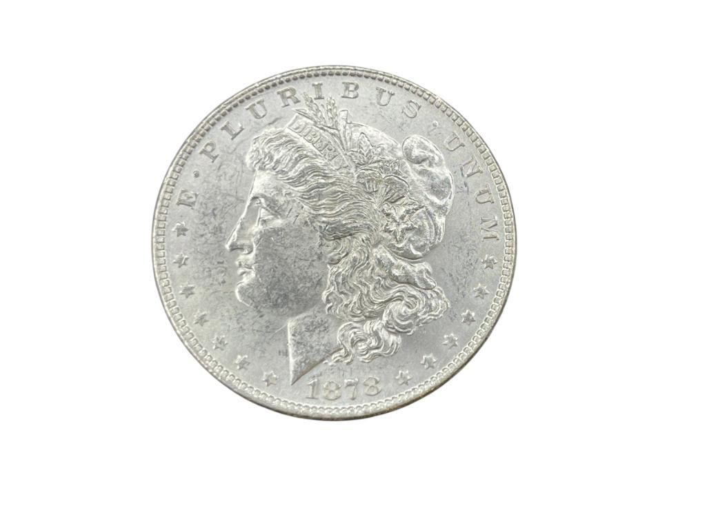 1878 U.S. MORGAN SILVER DOLLAR BU SEVEN TAILFEATHERS: 90% SILVER