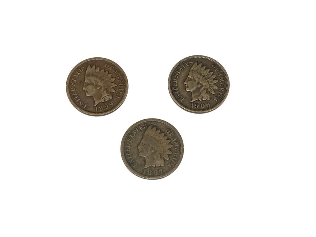 1897, 1899, AND 1906 U.S. INDIAN HEAD CENTS: MORE THAN 100 YEARS OLD 