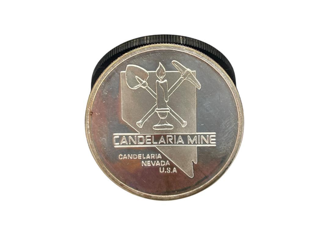 CANDELARIA MINE NEVADA .999 FINE SILVER ROUND JUNE, 1987 "10 MILLION": 1 TROY OUNCE 