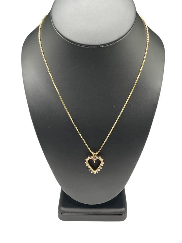14K YELLOW GOLD DIAMOND HEART PENDANT NECKLACE (1 of 6)