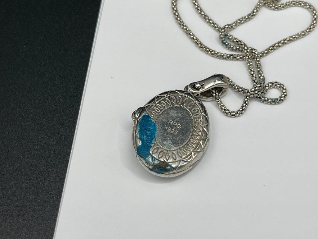 DESIGNER SIGNED RPG STERLING SILVER DIAMOND LOCKET AND STERLING SILVER NECKLACE - 4