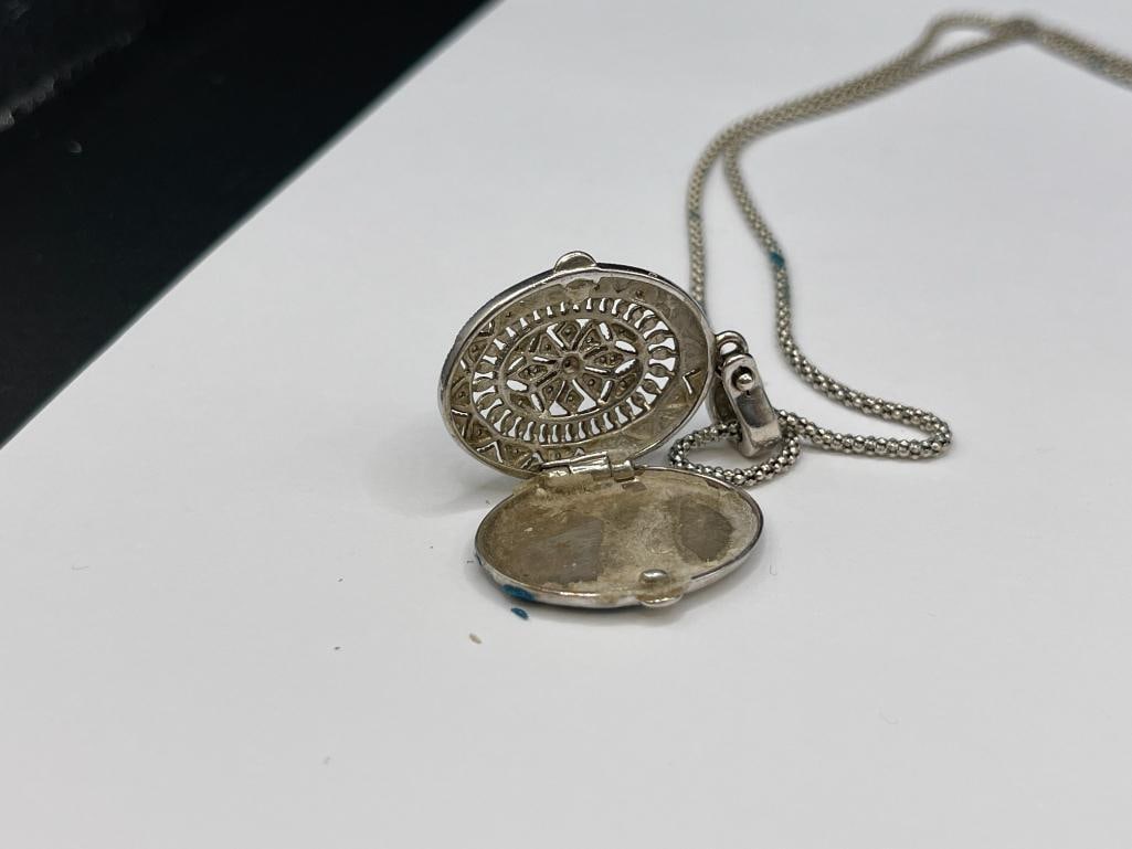 DESIGNER SIGNED RPG STERLING SILVER DIAMOND LOCKET AND STERLING SILVER NECKLACE - 5
