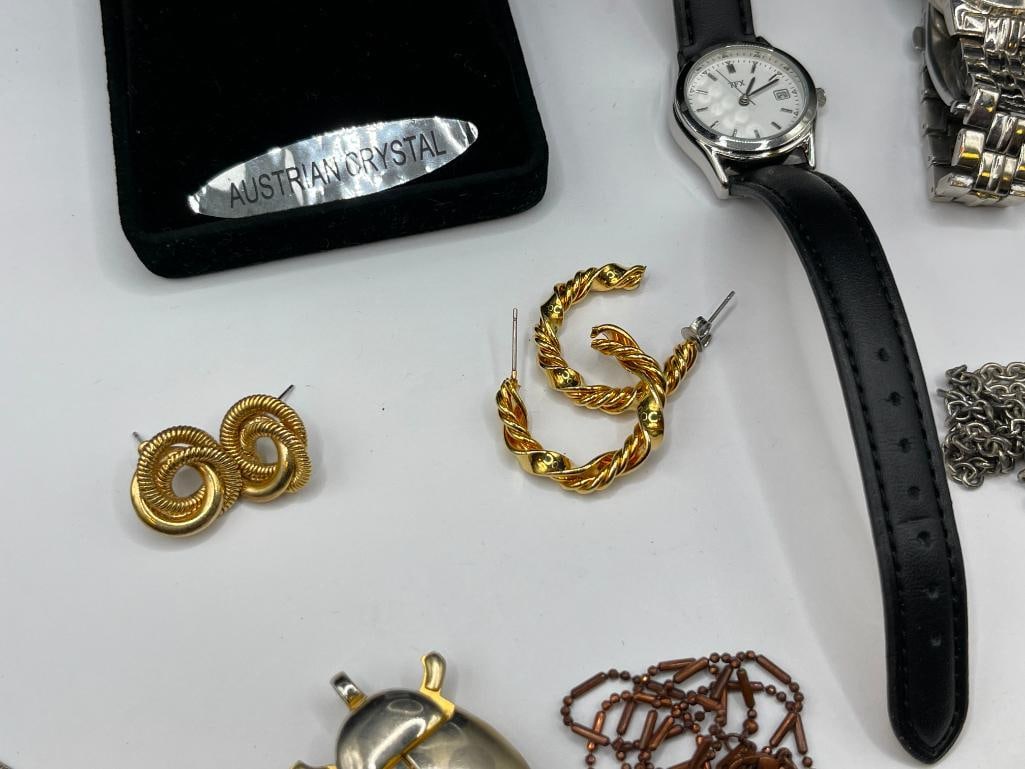 ASSORTED COSTUME JEWELRY INCLUDING RINGS, NECKLACES, WATCHES, AND MORE - 2
