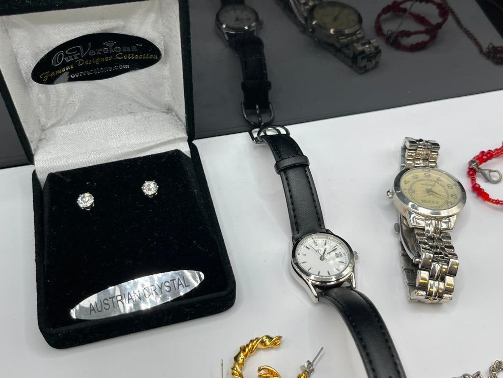 ASSORTED COSTUME JEWELRY INCLUDING RINGS, NECKLACES, WATCHES, AND MORE - 3