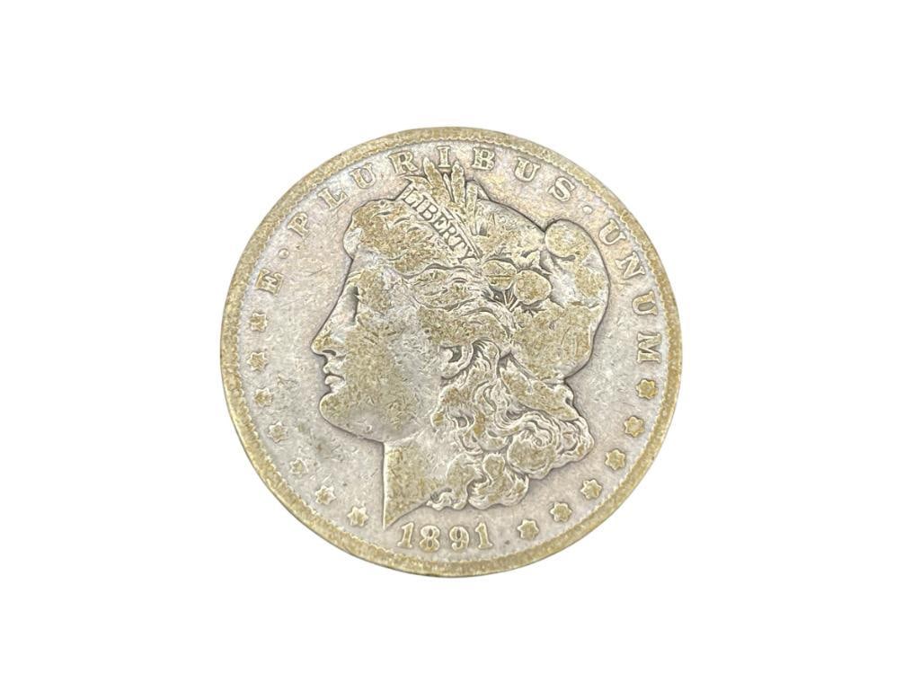 1891-CC U.S. MORGAN SILVER DOLLAR: 90% SILVER 