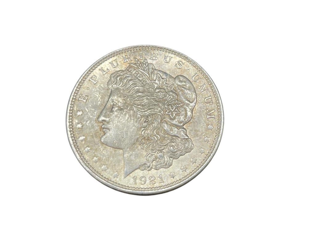 1921 U.S. MORGAN SILVER DOLLAR AU: 90% SILVER 