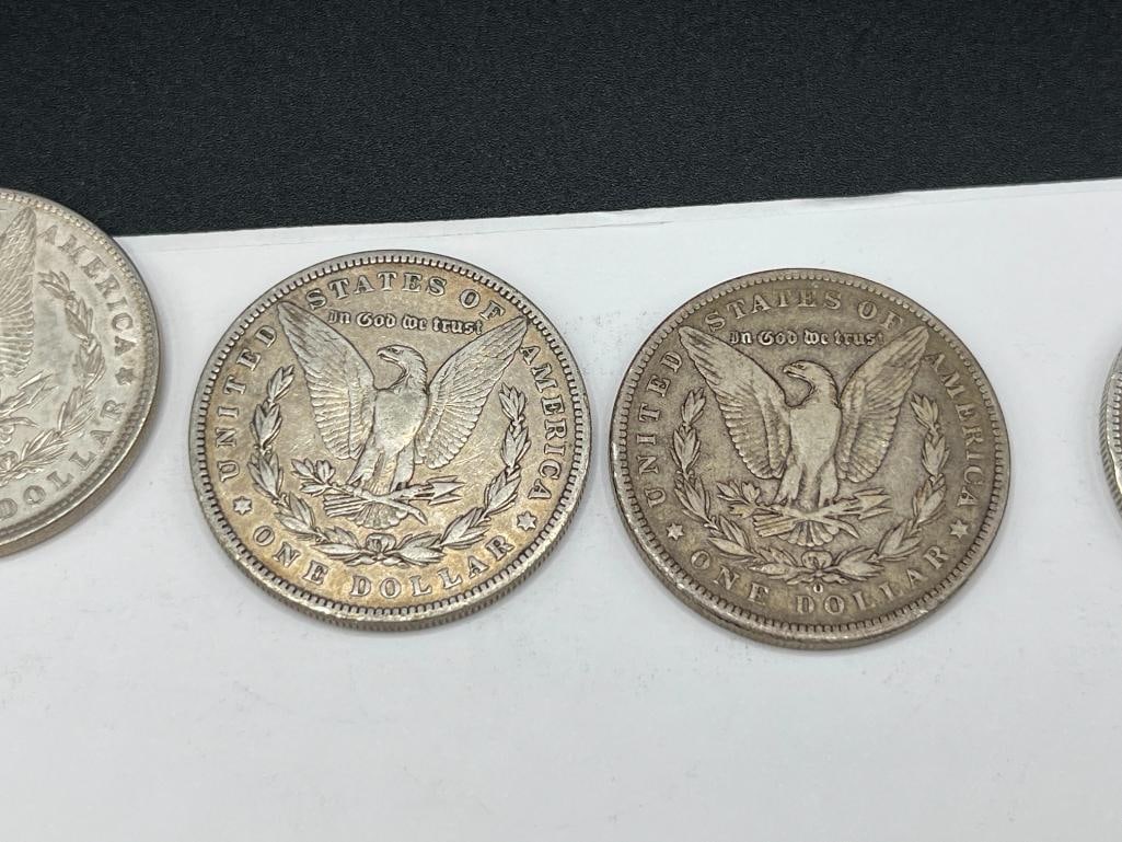 FIVE U.S. MORGAN SILVER DOLLARS FEATURING VARIOUS DATES AND MINT MARKS - 5