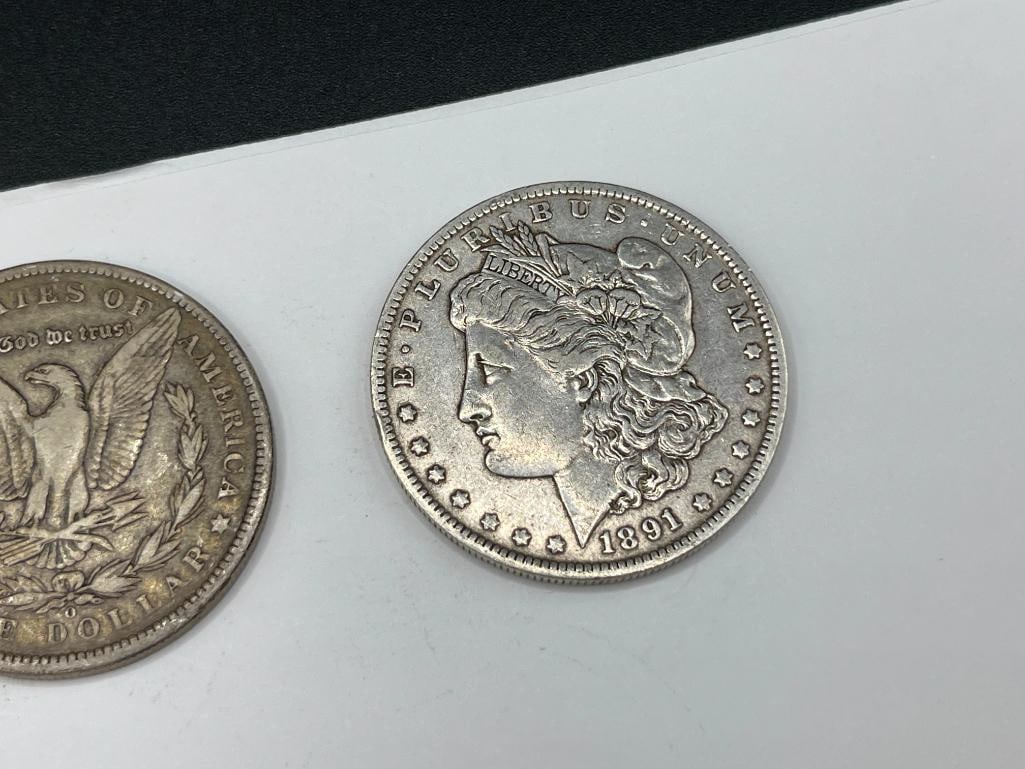 FIVE U.S. MORGAN SILVER DOLLARS FEATURING VARIOUS DATES AND MINT MARKS - 6