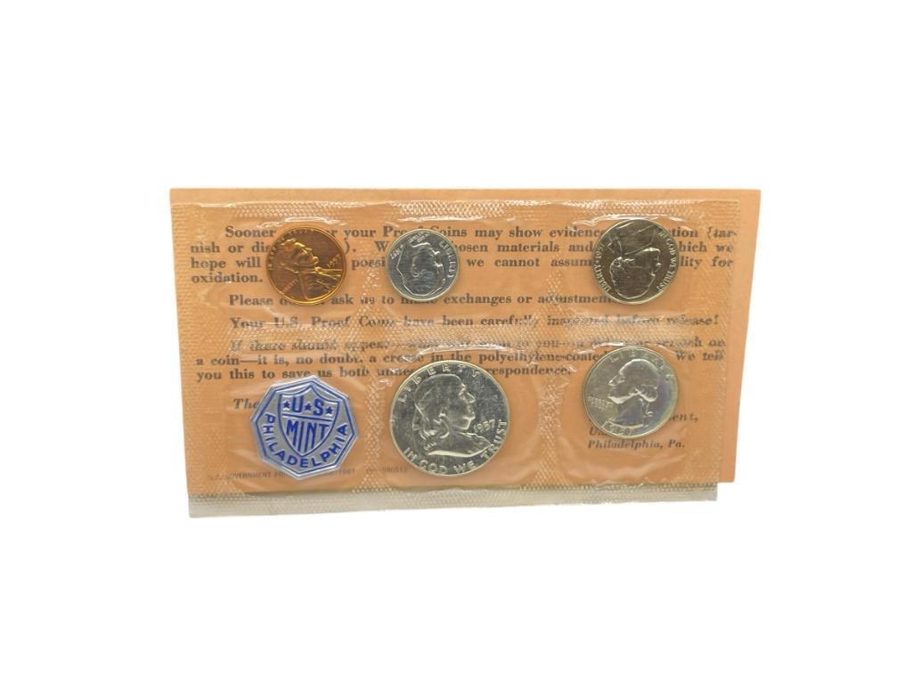 1957 U.S. MINT PROOF SET FEATURING THREE 90% SILVER COINS (1 of 8)